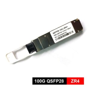 100gbase zr4+ qsfp28 transceiver, 1310nm dual fiber, 100km, ddm, 20~80℃ for cloud service provider, gpu intensive, white clasp