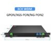 3ch wdm in fiber optics gpon xgs pon and otdr plug in lgx box, size 215*150*20mm, pon sc/upc connector, com rf video otdr sc/apc connector