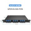 pon coexistence 2ch wdm, gpon 1310/1490nm , xgs pon 1270/1577nm, metal plug in lgx cassette, size 215*150*20mm, sc/upc blue connectors