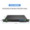 4ch fiber wdm multiplexer gpon xgs pon ng pon2 and rf video plug in lgx box 215*150*20mm, pon sc/upc connectors blue, com rf video sc/apc connectors green