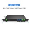 fiber optic 5ch wdm wavelength dvision multiplexer gpon xgs pon ng pon2 rf video and otdr,pon sc/upc blue connectors, com rf video otdr sc/apc green connectors, plug in lgx box 215*150*20mm, metal, black