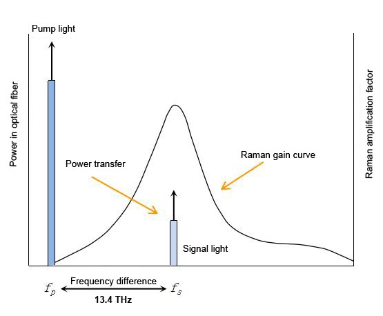 figure 3. relationship between raman gain and frequency difference