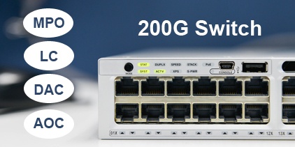 200g switch interconnetion with mpo lc dac aoc interface