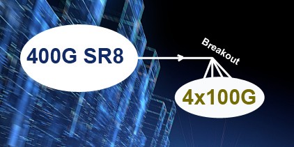400g sr8 to 4x 100g sr2 wiring solution via mpo cable, optical module, aoc breakout cable or dac breakout cable