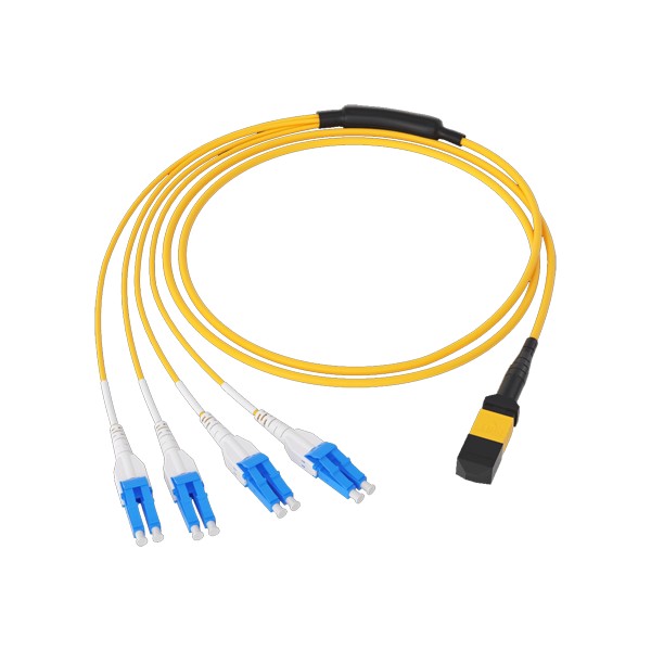 base 8 mpo apc elite to 4 lc upc blue duplex breakout cable