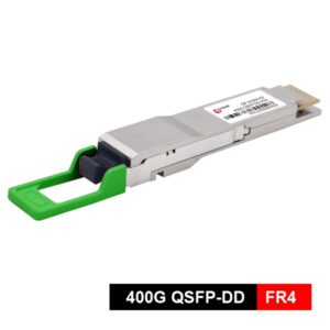 qsfp dd 400g fr4 transcevier, cwdm4 wavelength (1271nm, 1391nm, 1311nm, 1331nm) , single mode os2 2km, with green clasp and duplex lc connector, compatible with qsfp28, 8 lane 50g pam4 (gaui 8) with gearbox