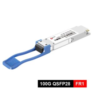 qsfp28 100gbase fr1 ethernet to fiber transceiver 2km, single lambda 100g pam4 with gearbox dsp, 4x 25.78gbps nrz signal (caui 4), lc duplex optical interface