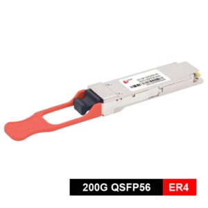 200g qsfp56 er4 transcevier, lwdm4 (1295.56nm,1300.05nm,1304.58nm,1309.14nm), 40km smf lc/upc duplex optical receptacle
