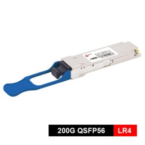 qsfp56 200g lr4 transcevier, lwdm4 (1295.56nm,1300.05nm,1304.58nm,1309.14nm), 10km lc/upc duplex, blue clasp
