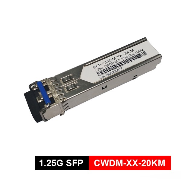 sfp 1g 20km cwdm 1271 1611nm, duplex lc sfp gigabit ethernet module, 5ºc ~ +70ºc, with ddm.