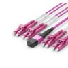inno om4 mpo to lc breakout cable, 50/125um lszh 3.0mm, 10m, rose red,1pc/pack, polarity type b