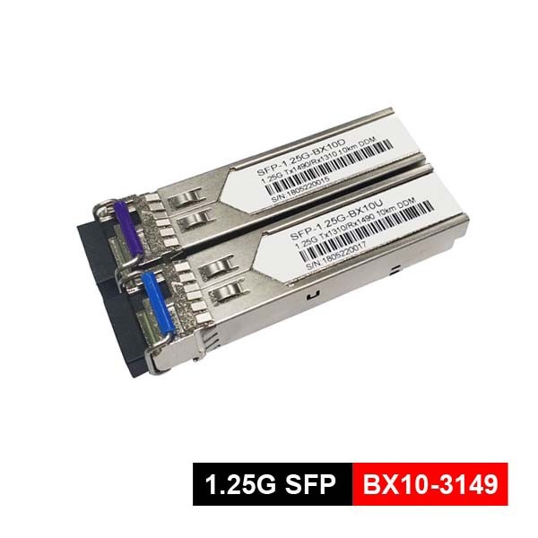 bi directional single core sfp module tx1310nm, rx1490nm, 1.25gbps, 10km, single lc receptacle, 5ºc ~ +70ºc, with ddm