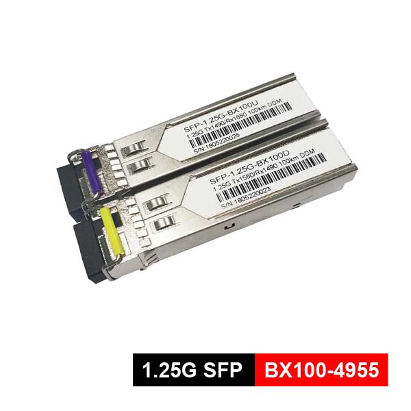 tx1490nm, rx1550nm,1gb sfp lc transceiver 100km, bi directional with single lc receptacle, 40ºc ~ +85ºc, with ddm