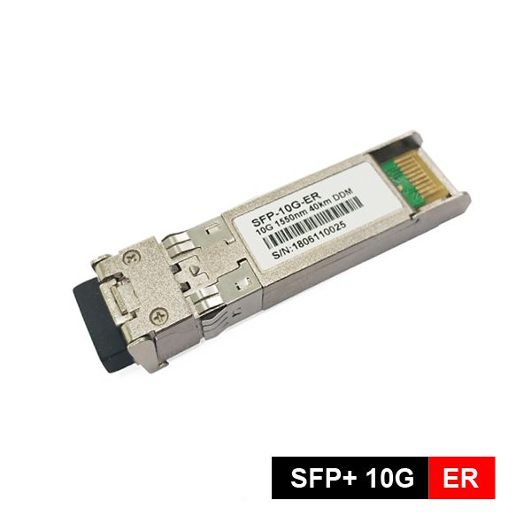 Transceiver 10G SFP ER 40km, 11.3Gbps,SM 1550nm EML+PIN, Optical Interface Duplex LC , Power Consumption:-4.7 ~ +4.0 dBm, Receive Sensitivity:≤ -14.1 dBm, DDM/DOM Support