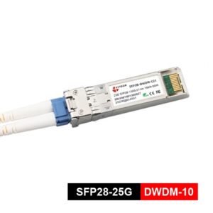 sfp+ sfp28 dwdm optical link module c21 1560.61nm 10km , eml laser+ pin receiver, duplex lc interface, 0ºc ~ +70ºc, with ddm.