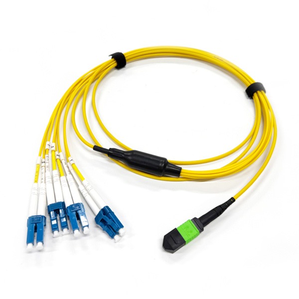 usconec mtp lc breakout cable sm os2 3.0mm 1m lszh yellow, base 8 mtp apc male connector il
