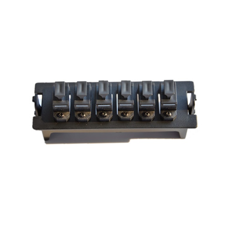 Custom Footprint Ultra-High-Density Plastic MPO Plate, 6 Port, OS2/OM3/OM4/OM5 Fiber Optional, Snap-lock, Black, L*W:102*34 mm 1 1 6 port high density compact mpo adatper plate